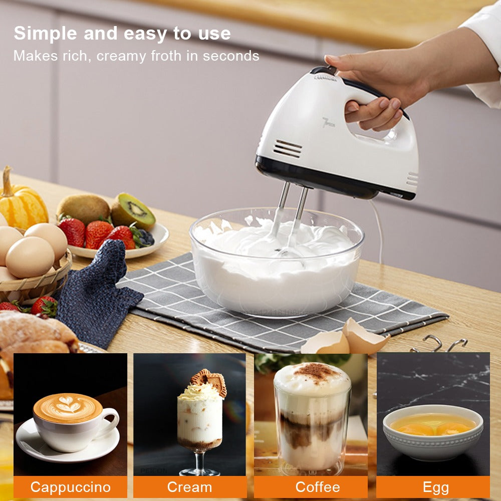 7-Speed Electric Hand Mixer with Stainless Steel Attachments