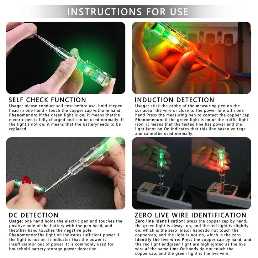 Electrical Voltage Tester Pen with LED Indicator