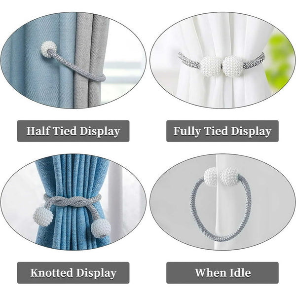 4 PCS Magnetic Pearl Curtain Buckle Tiebacks European Style Decorative Rings