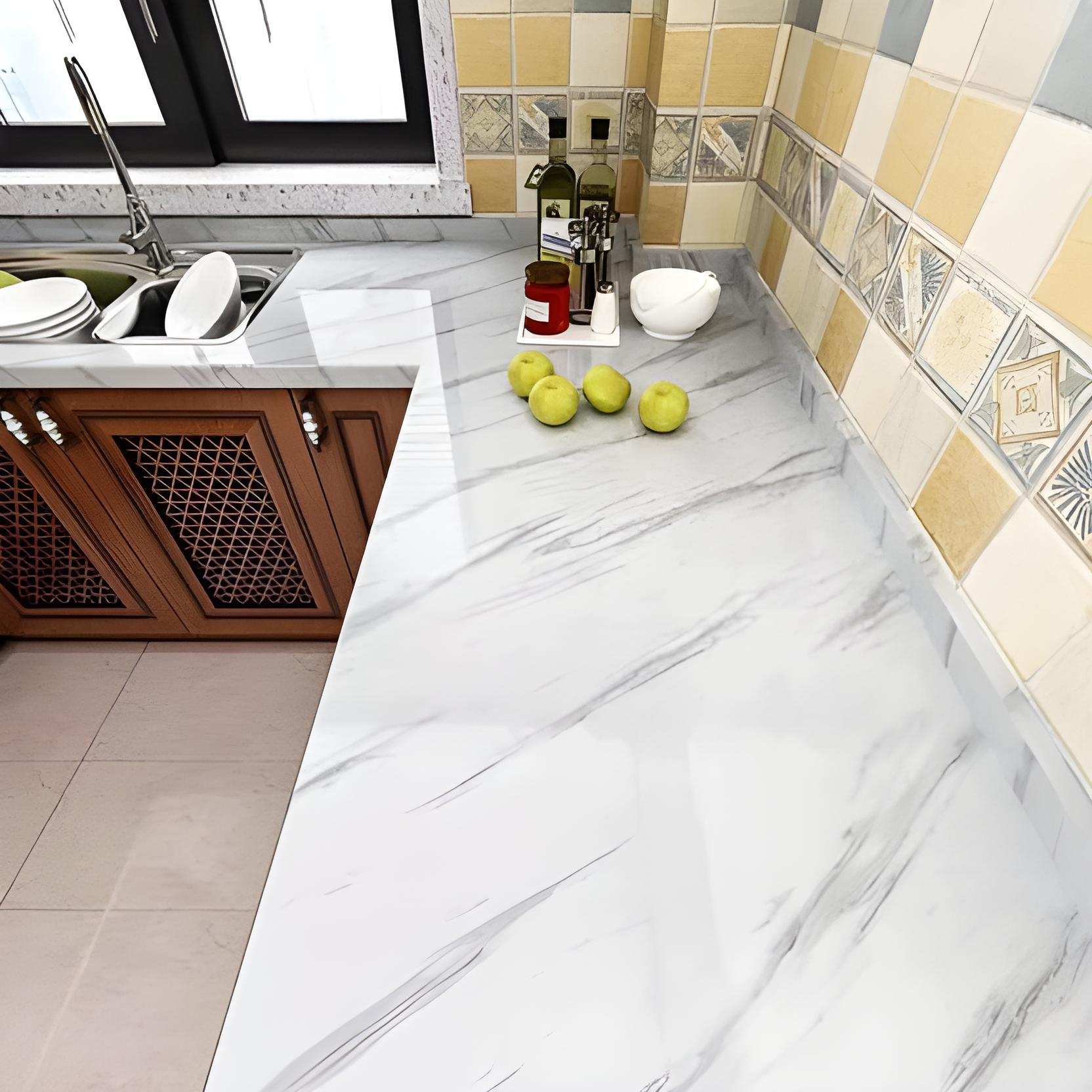 Waterproof Heat Resistant Self Adhesive Anti Oil Kitchen Wallpaper Marble Sheet