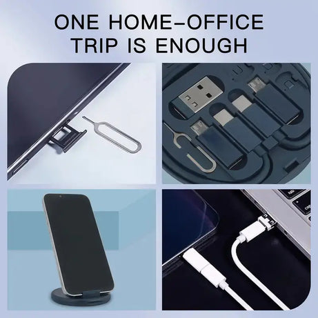 5 in 1 Portable 60W Charging Data Cable Set and Mobile Phone Holder Storage Box