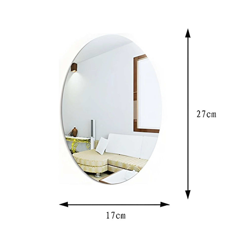 3 Pcs Shatterproof, Flexible, Stylish and Self Adhesive Oval Shape Mirror Sticker