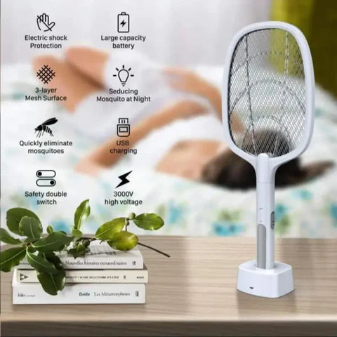 2 In 1 DualCharge Mosquito Zapper Racket Large Size