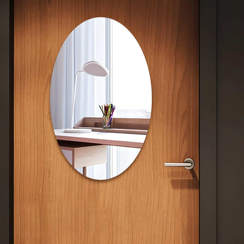 3 Pcs Shatterproof, Flexible, Stylish and Self Adhesive Oval Shape Mirror Sticker