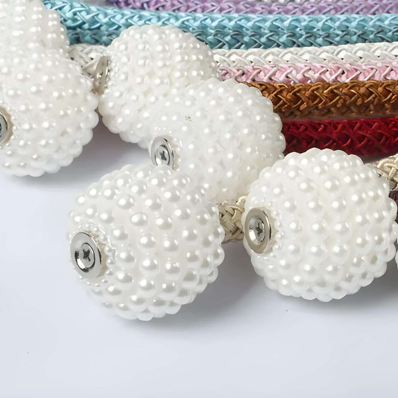 4 PCS Magnetic Pearl Curtain Buckle Tiebacks European Style Decorative Rings