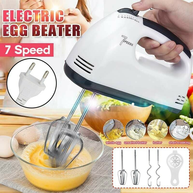 7-Speed Electric Hand Mixer with Stainless Steel Attachments