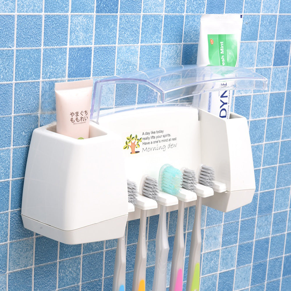 Automatic Toothpaste Dispenser with Toothbrush Holder