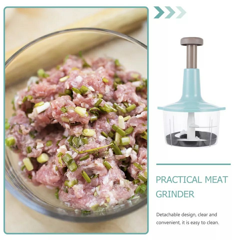 Multifunction Manual Push Chopper with Slicer, Grater & Beater
