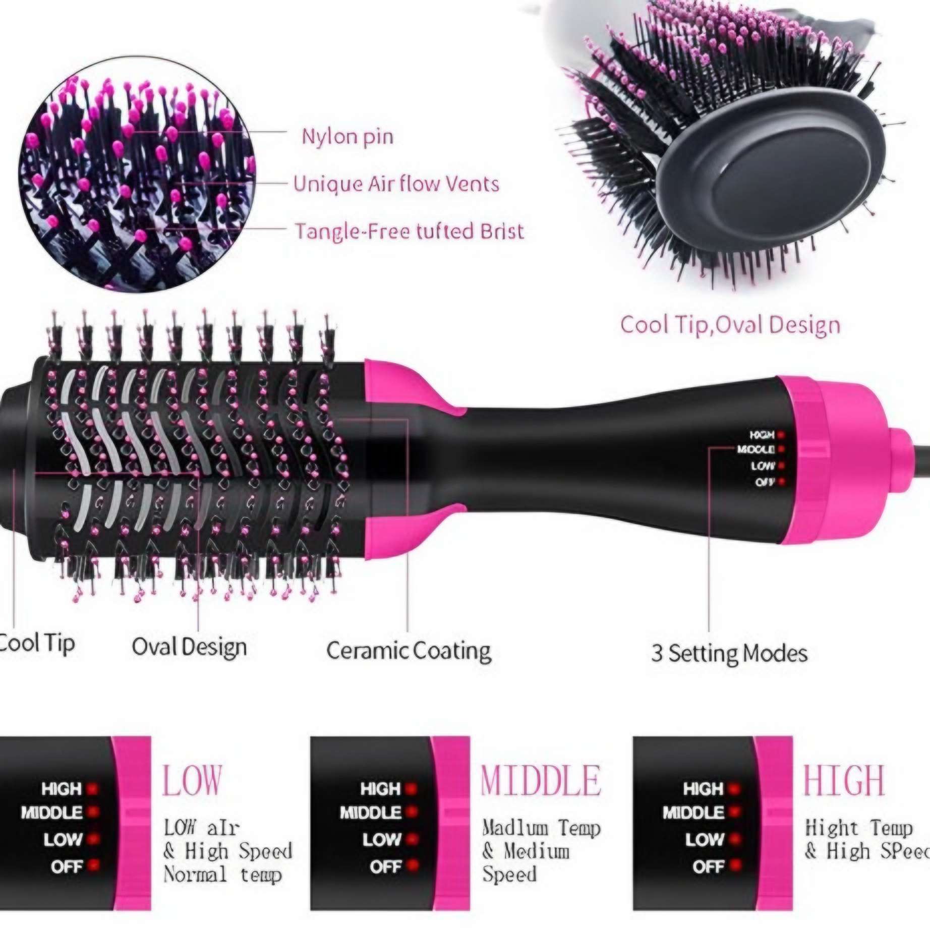 One Step Hair Dryer & Volumizer Brush 3 In 1 Hair Dryer & Brush Dryer + Styler (Allowed To Open Parcel)
