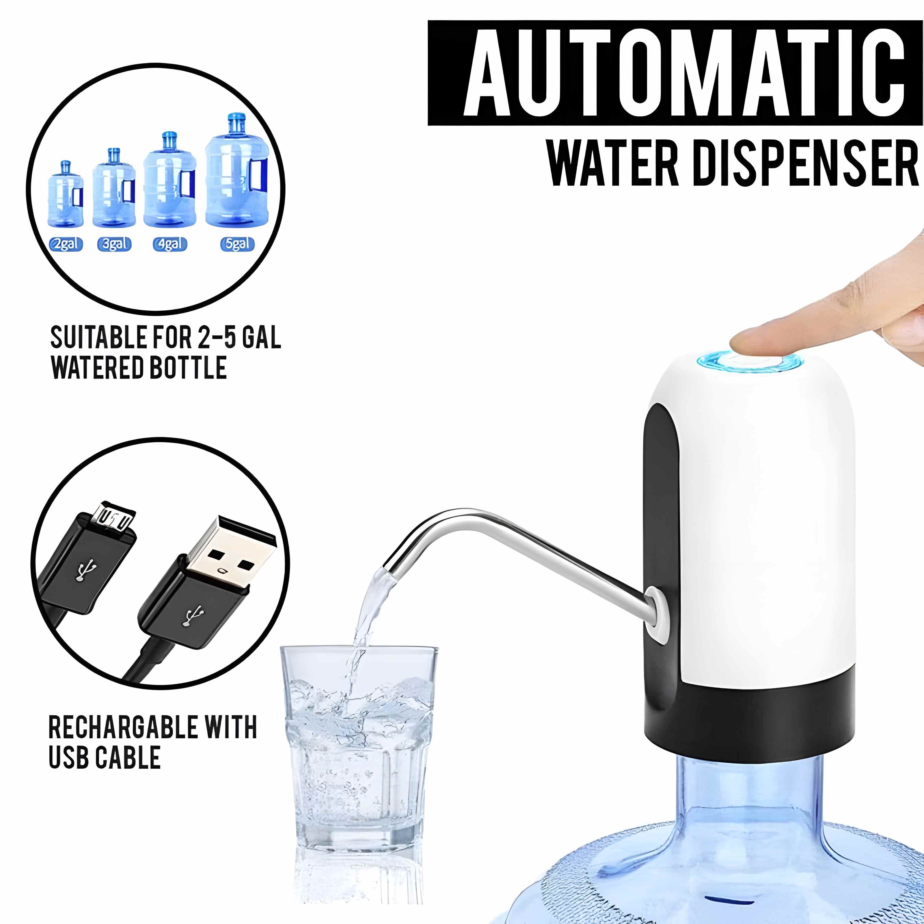 Electric Water Pump Dispenser with USB Auto Charging
