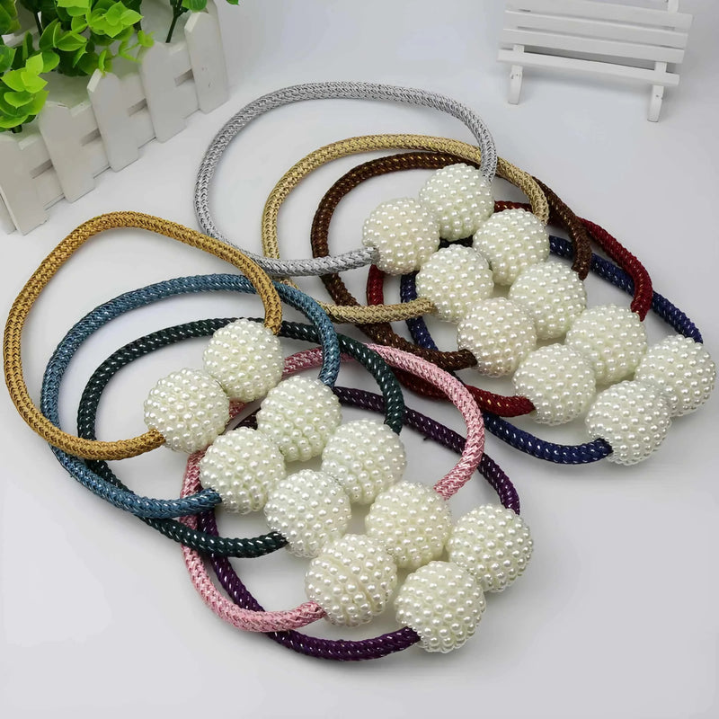 4 PCS Magnetic Pearl Curtain Buckle Tiebacks European Style Decorative Rings