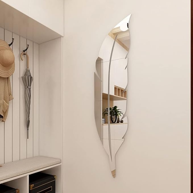 Leaf Shape Acrylic Mirror Wall Sticker – Silver