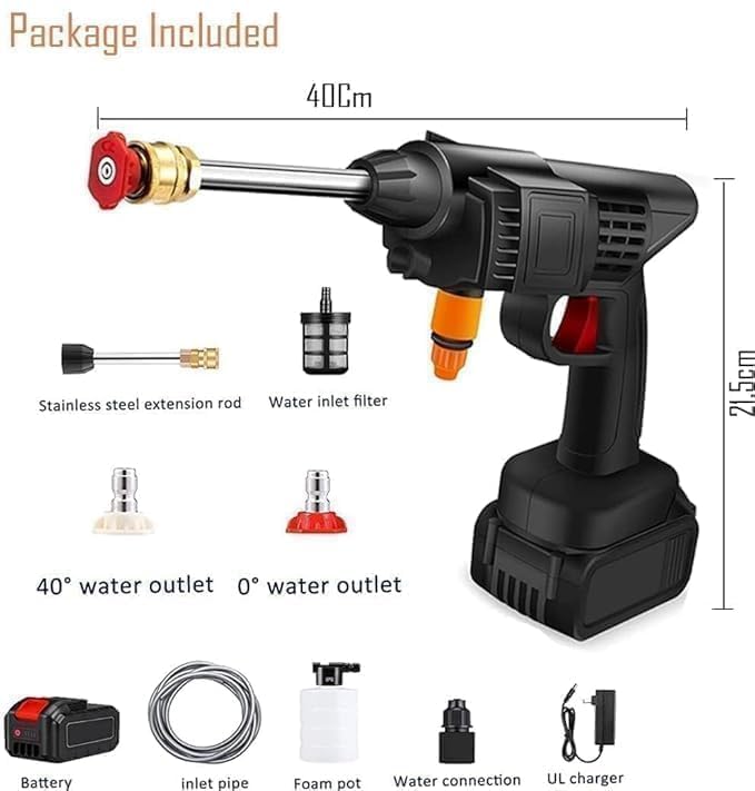 48V Cordless Car Wash Spray Gun – High Pressure Foam Jet Washer (Single Battery)