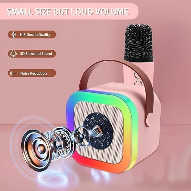 K12 Portable Karaoke Bluetooth Speaker with RGB Lights & Microphone