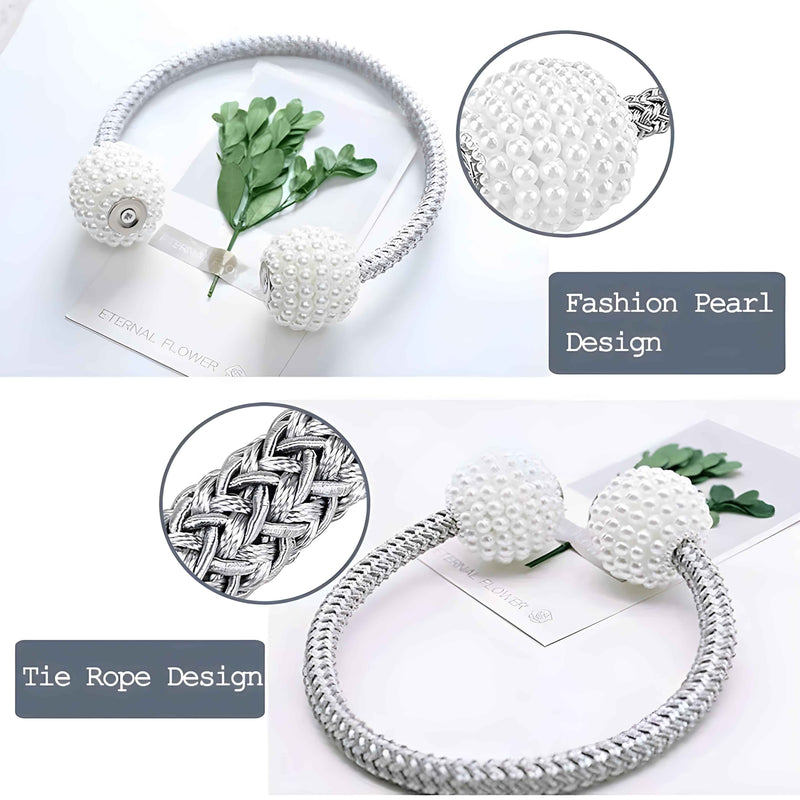 4 PCS Magnetic Pearl Curtain Buckle Tiebacks European Style Decorative Rings