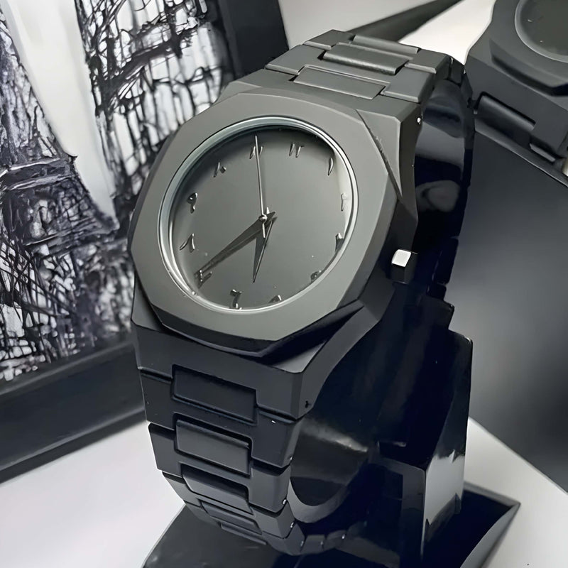 Arabic Aura Watch – Elegant Black Wristwatch with Arabic Numerals