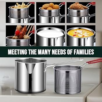 1200ml Stainless Steel Deep Fryer Pot with Strainer Basket