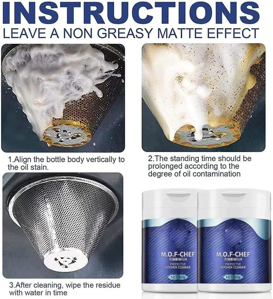 MOF Chef Heavy-Duty Kitchen Oil Stain Cleaning Powder