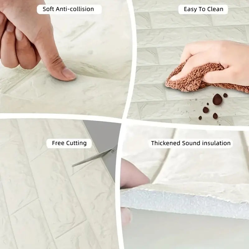 3D Self-Adhesive White Brick Foam Wall Panels