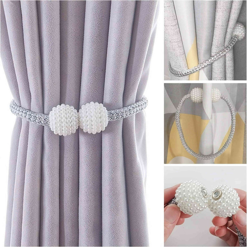 4 PCS Magnetic Pearl Curtain Buckle Tiebacks European Style Decorative Rings
