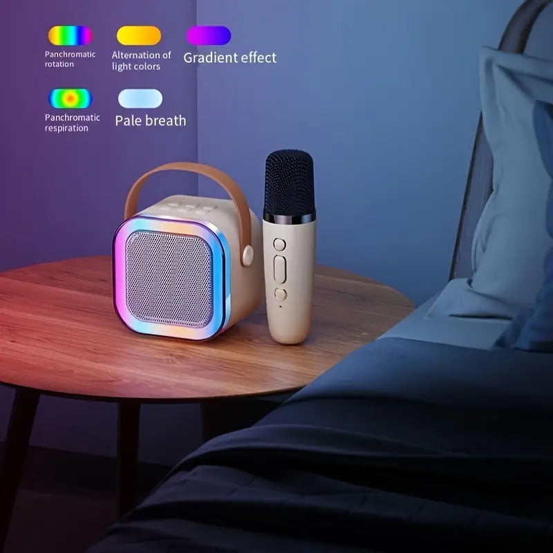 K12 Portable Karaoke Bluetooth Speaker with RGB Lights & Microphone
