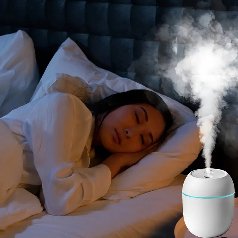 Humidier with Warm LED Outline USB Portable Air Humidifier Essential Oil Diffuser Modes Auto Off With LED Light For Home Car Mist Maker Face Steamer Car Air Fresheners