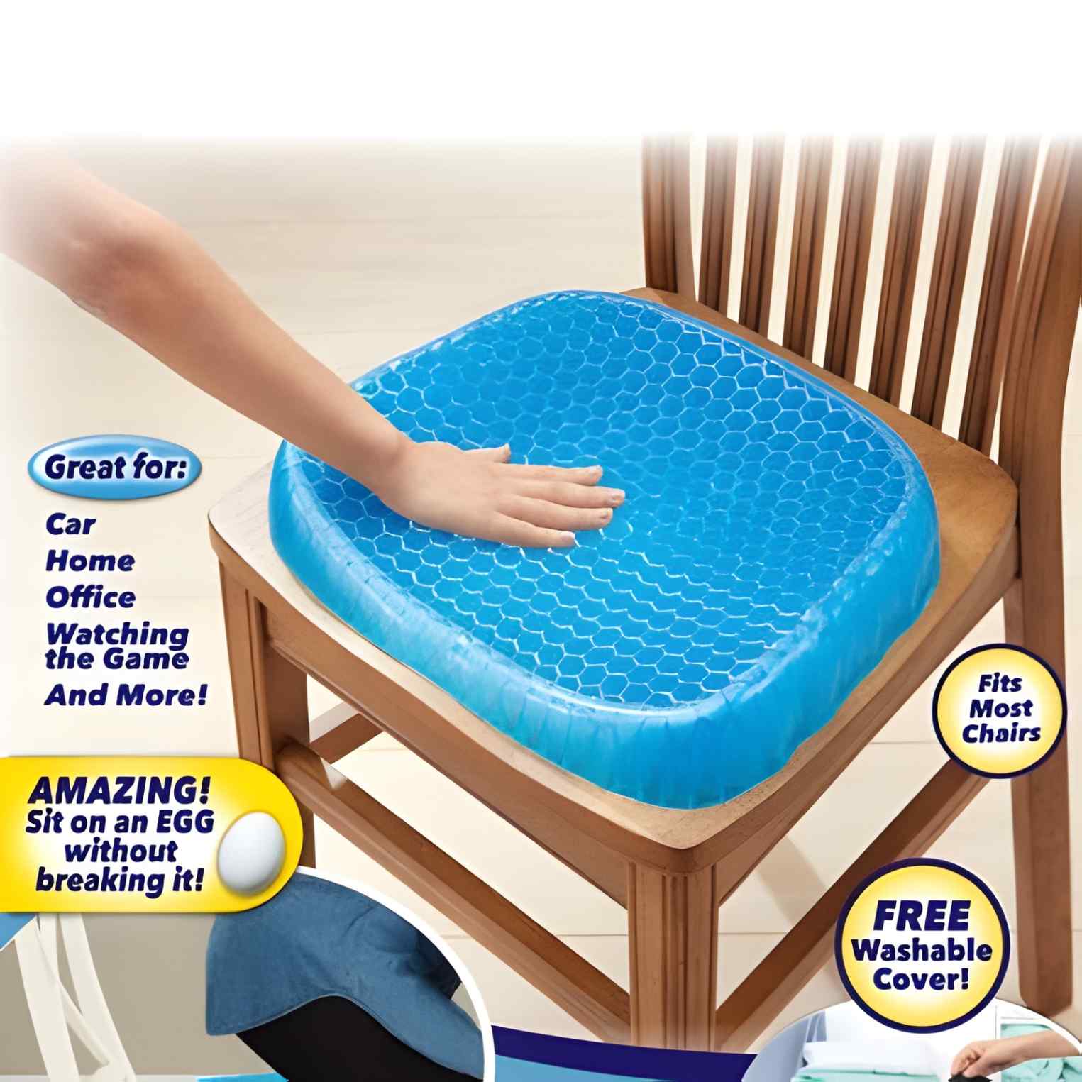 Non Slip Egg Sitter Gel Seat Cushion Soft Sitting Support Pad Cushion for Car and Office Chair Seat Pads