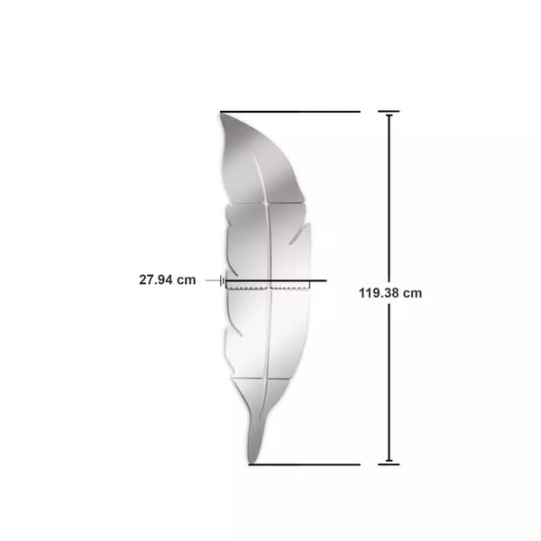 Leaf Shape Acrylic Mirror Wall Sticker – Silver