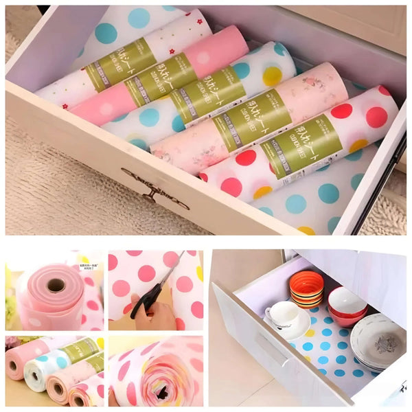 2 Rolls Anti Slip Foamic Sheets For Shelves Wardrobe Kitchen Cabinet Fridge, Table (Random Design)