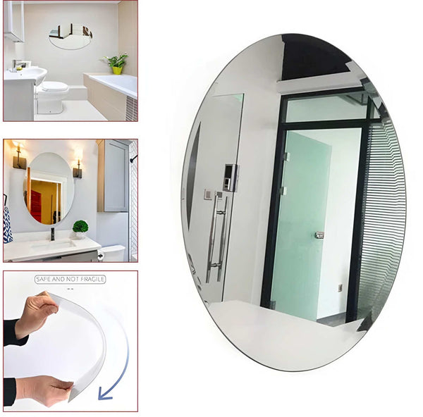 3 Pcs Shatterproof, Flexible, Stylish and Self Adhesive Oval Shape Mirror Sticker