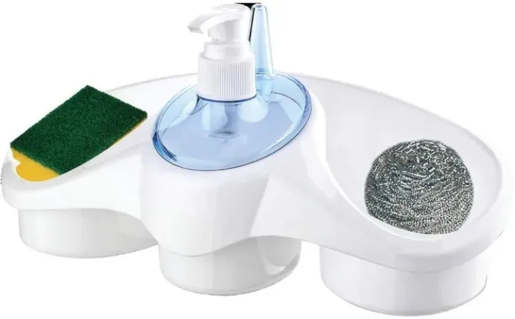 3 In 1 Plastic Dish Soap Dispenser With Sponge Holder For Kitchen