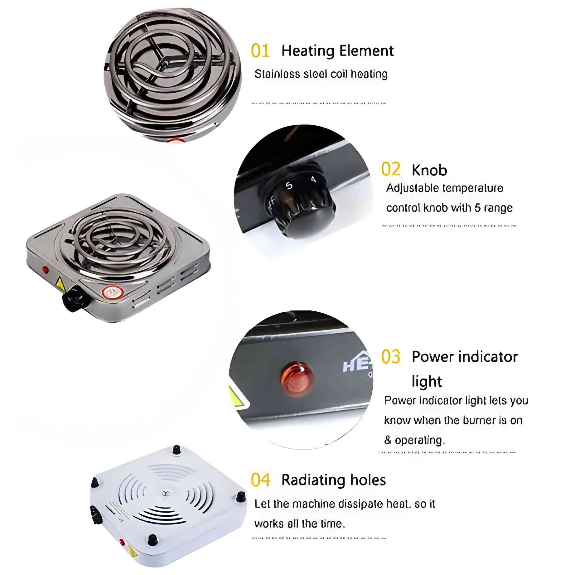 Imported Portable Mini Electric Heater Stove with Adjustable Temperatures & Hot Round Countertop Burner