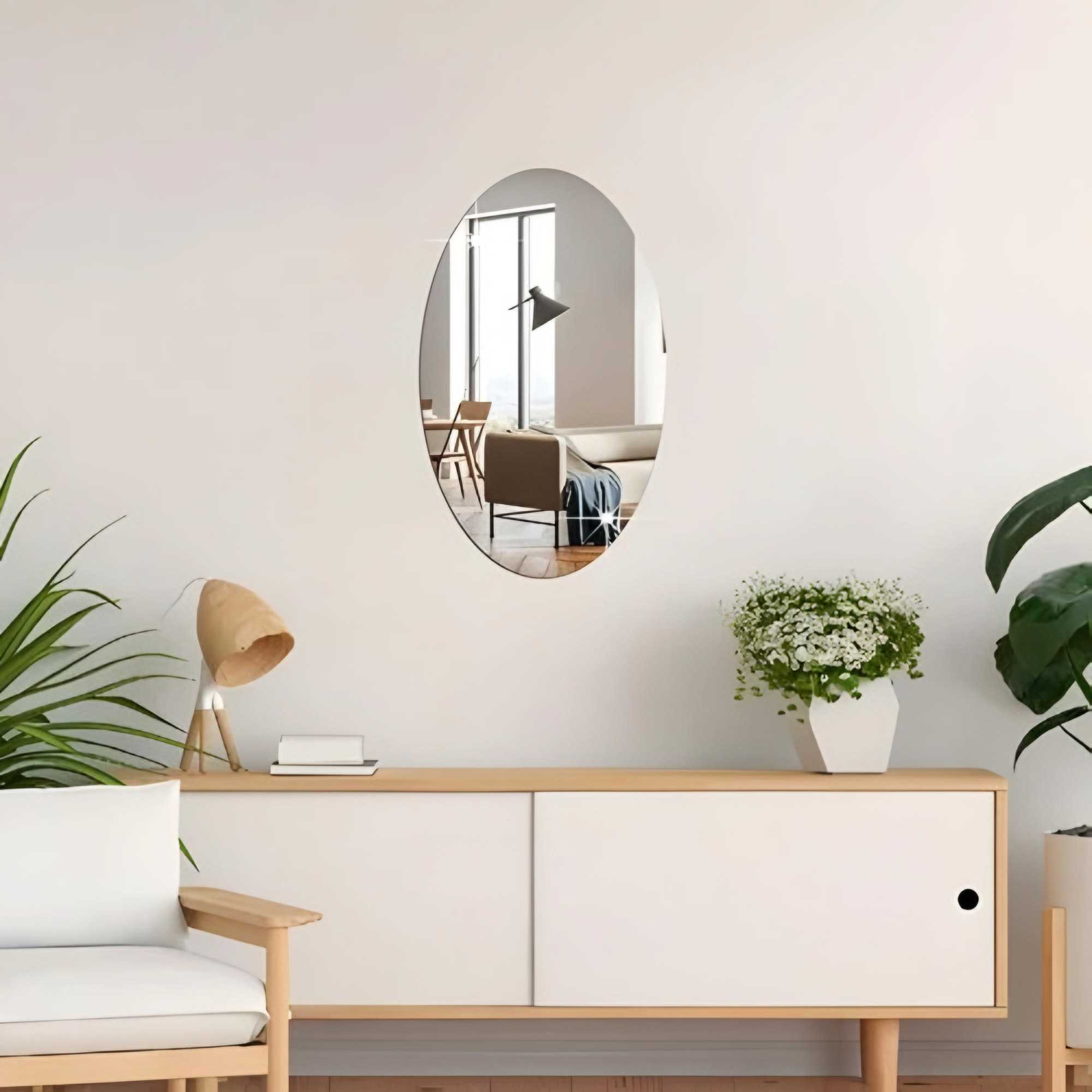 3 Pcs Shatterproof, Flexible, Stylish and Self Adhesive Oval Shape Mirror Sticker