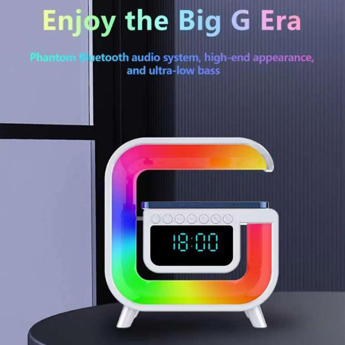 RGB G-Shaped Lamp with Bluetooth Speaker & Wireless Charger