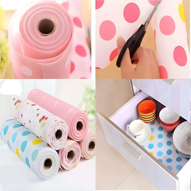 2 Rolls Anti Slip Foamic Sheets For Shelves Wardrobe Kitchen Cabinet Fridge, Table (Random Design)