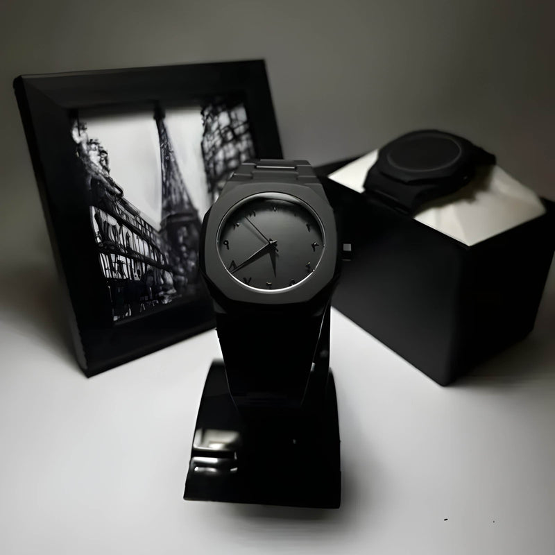 Arabic Aura Watch – Elegant Black Wristwatch with Arabic Numerals