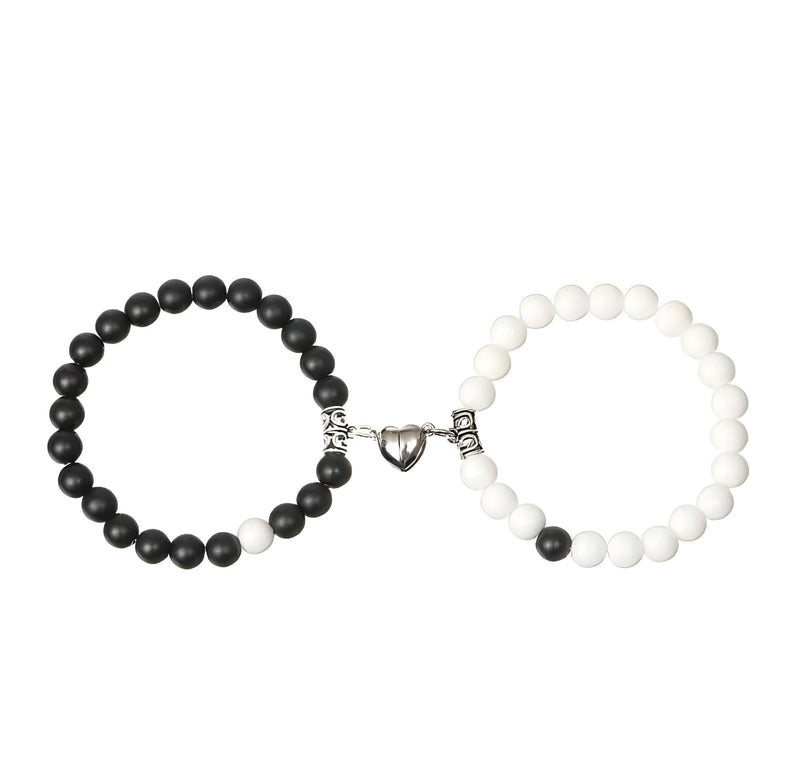 Beads Black And White Couple Bracelet