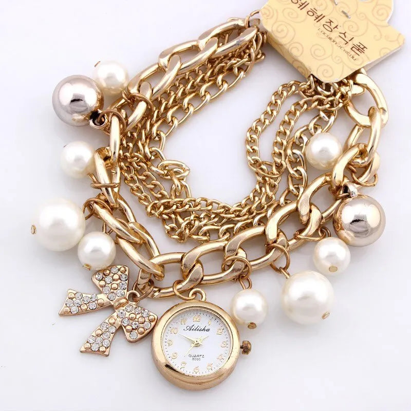 Luxury Pearls Bracelet Wrist Watch