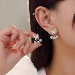 Butterfly Pearl Korean Earrings For Girls