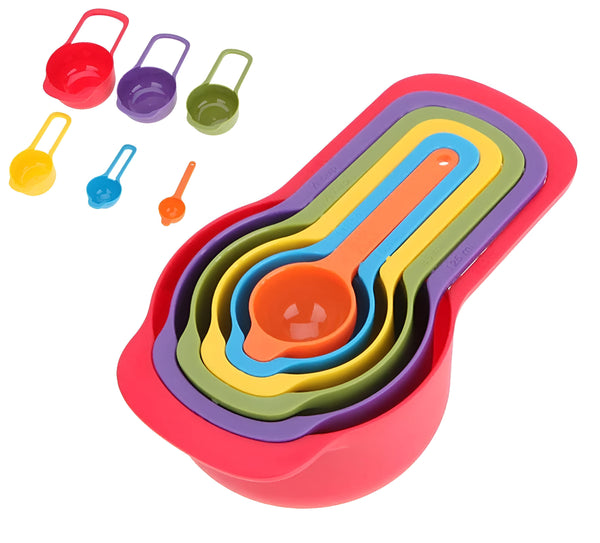 Multi Color Measuring Cup And Spoon Set – 6pcs 