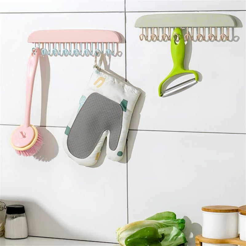 8 Hooks Multi-purpose Hook And Adhesive Hanger For Kitchen Bathroom Cabinet