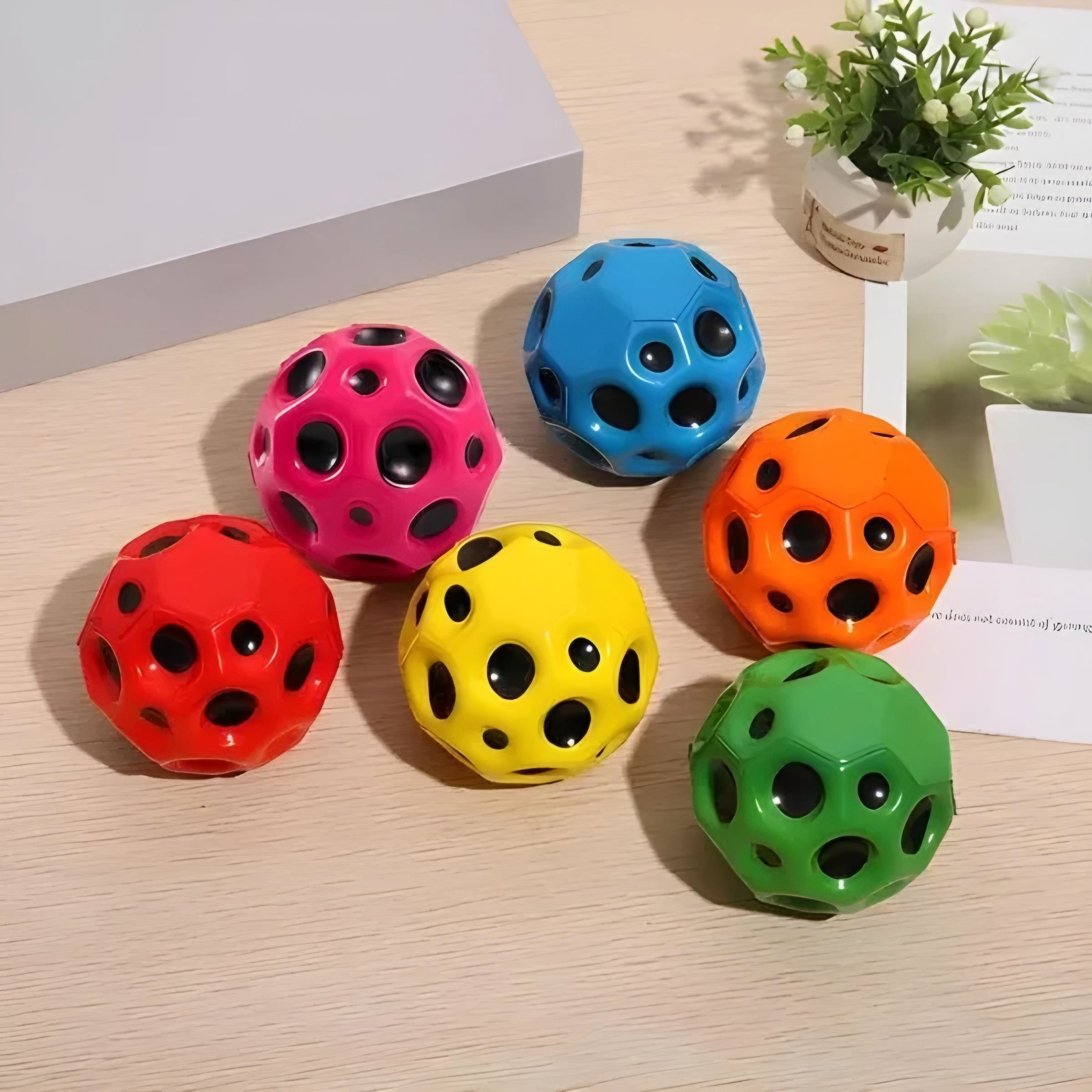 Super High Bouncing Colorful Space Moon Ball Random Color (Pack Of 2)