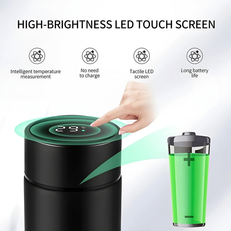 Temperature Display Vacuum Insulated Water Bottle Thermo Flask Made Of Premium Stainless Steel