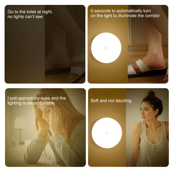 Smart Human Body Sensor LED Night Light with Wireless USB Charging and Magnetic Suction