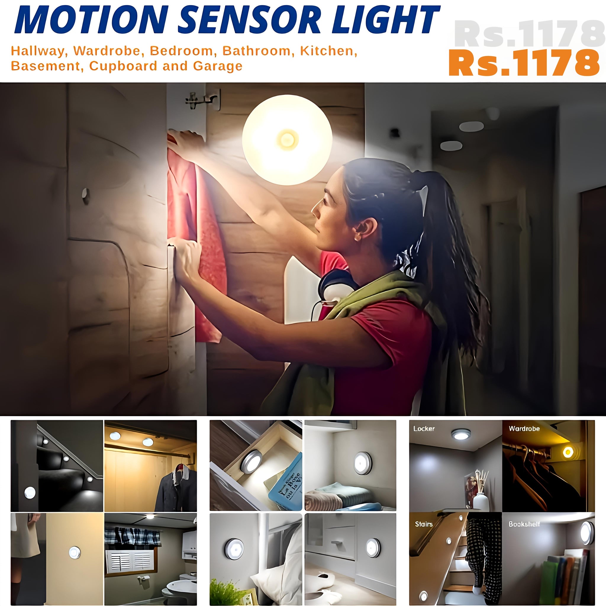 Smart Human Body Sensor LED Night Light with Wireless USB Charging and