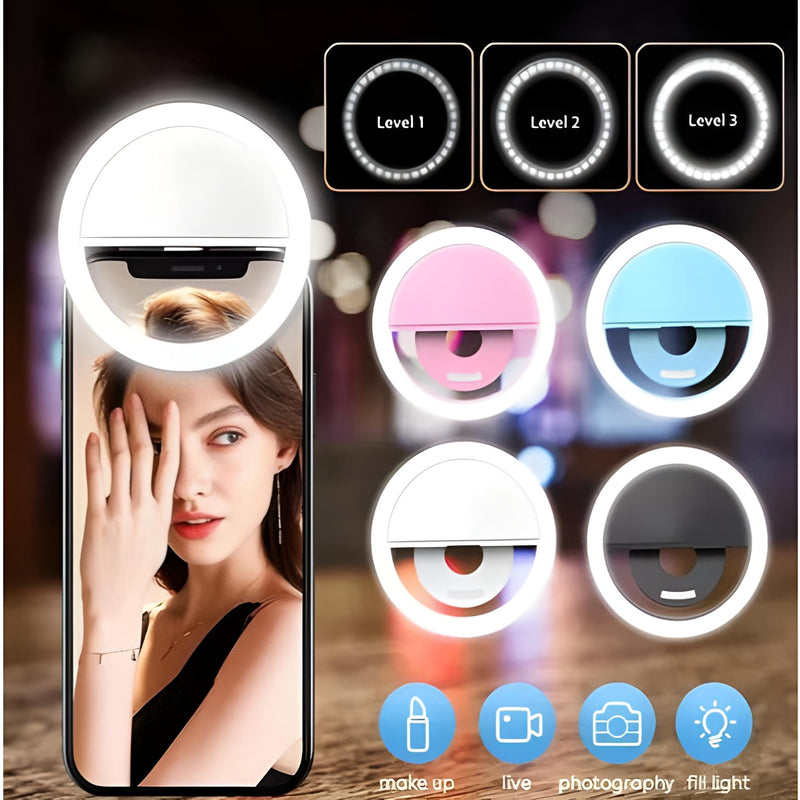 Buy 1 Get 1 Free Rechargeable Mini Mobile Selfie LED Ring Light (2Pcs)