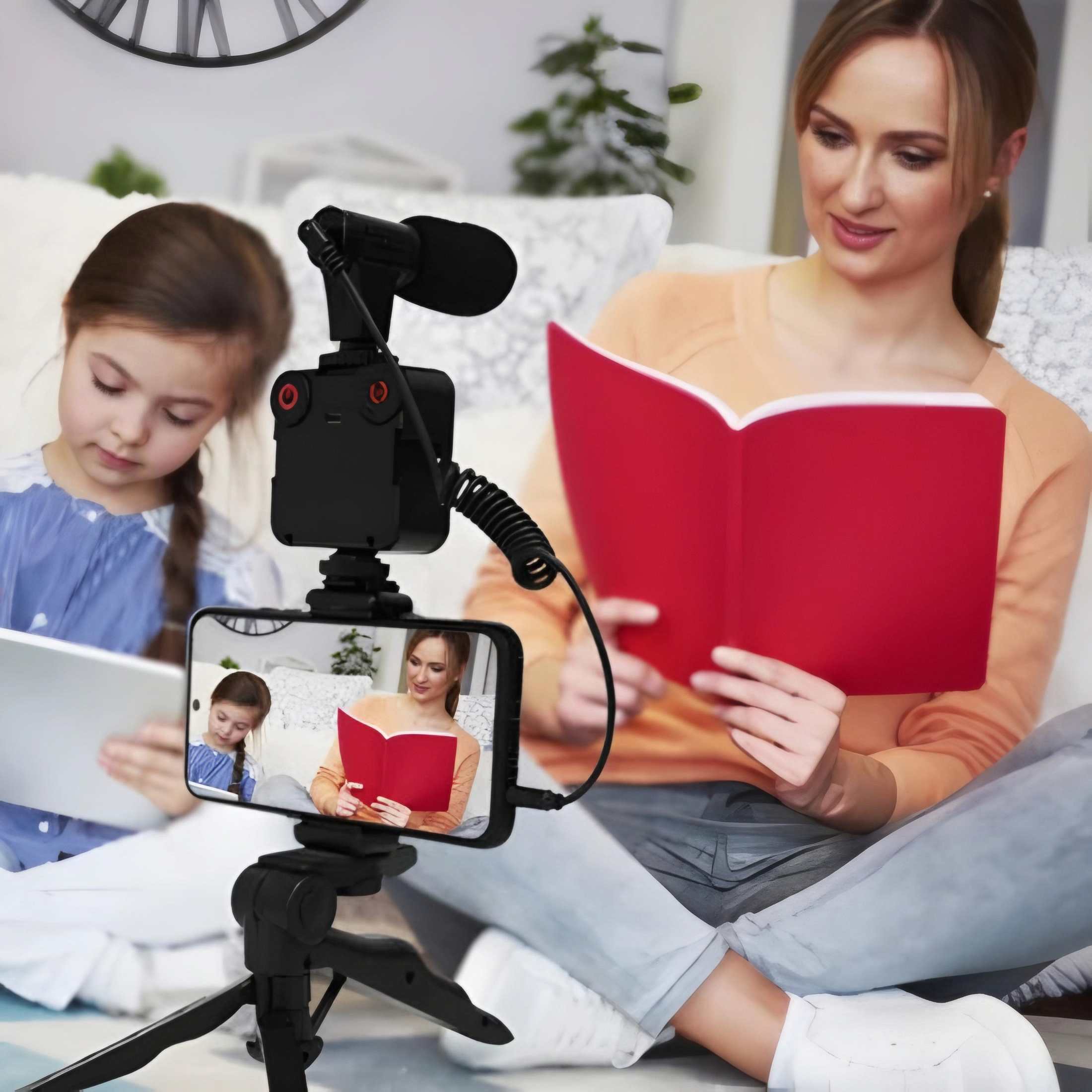 Imported All in one Vlogging Video Making Kit Super Flexible Universal Tripod with Microphone and Light