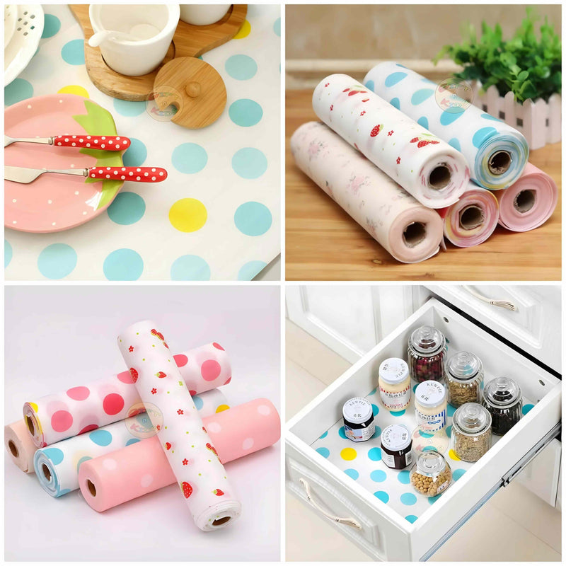 2 Rolls Anti Slip Foamic Sheets For Shelves Wardrobe Kitchen Cabinet Fridge, Table (Random Design)
