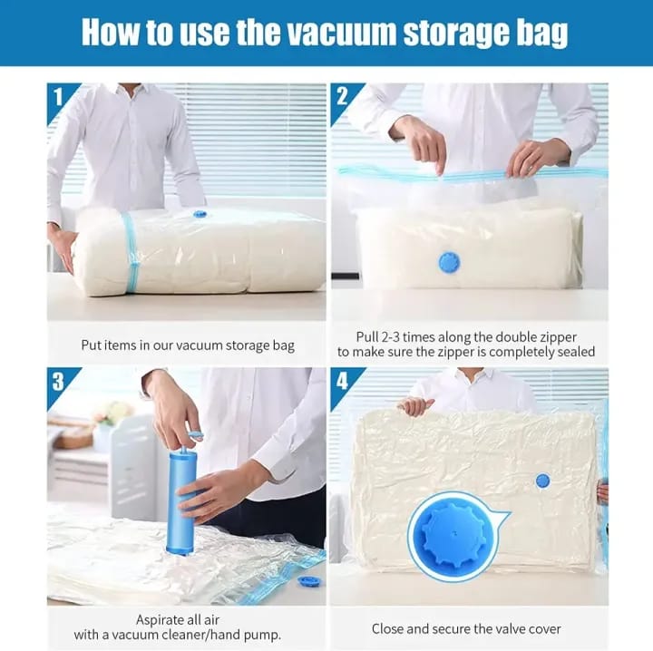 Vacuum Storage Bags Set – 5 Bags + Hand Pump