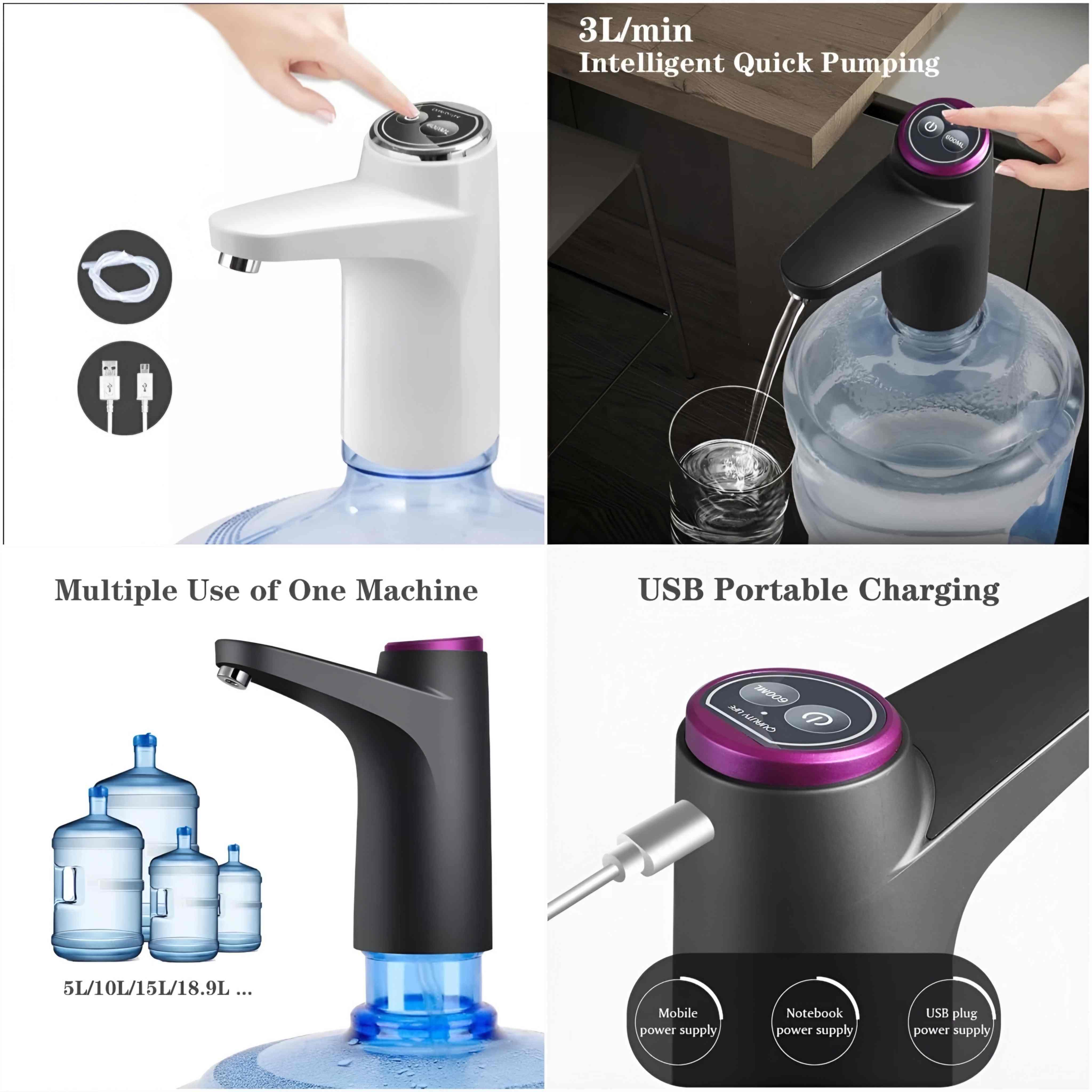 Automatic Portable Rechargeable Water Dispenser with Smart Upgrade Touch Button For Home and Office